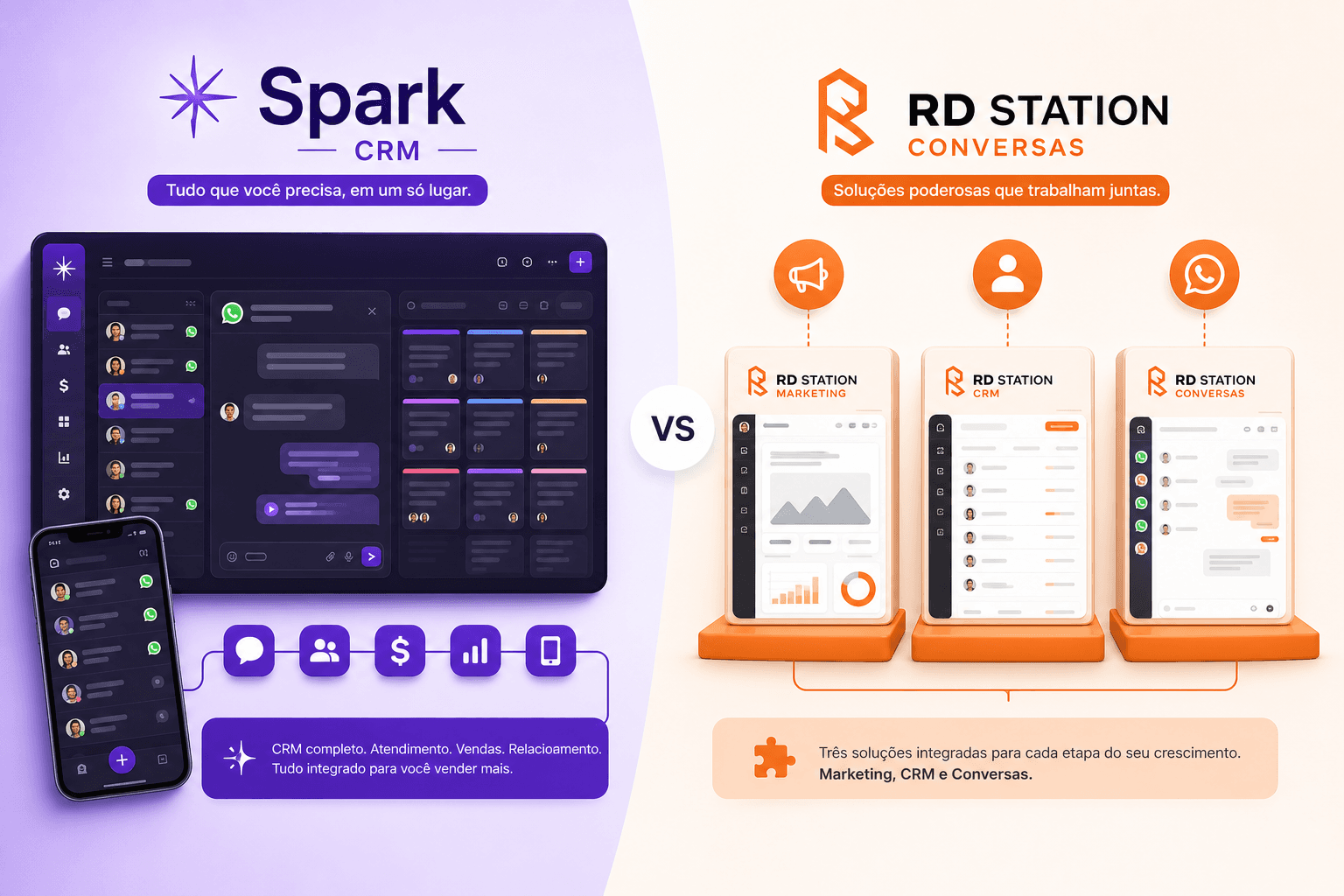 Comparativo Spark CRM vs RD Station Conversas