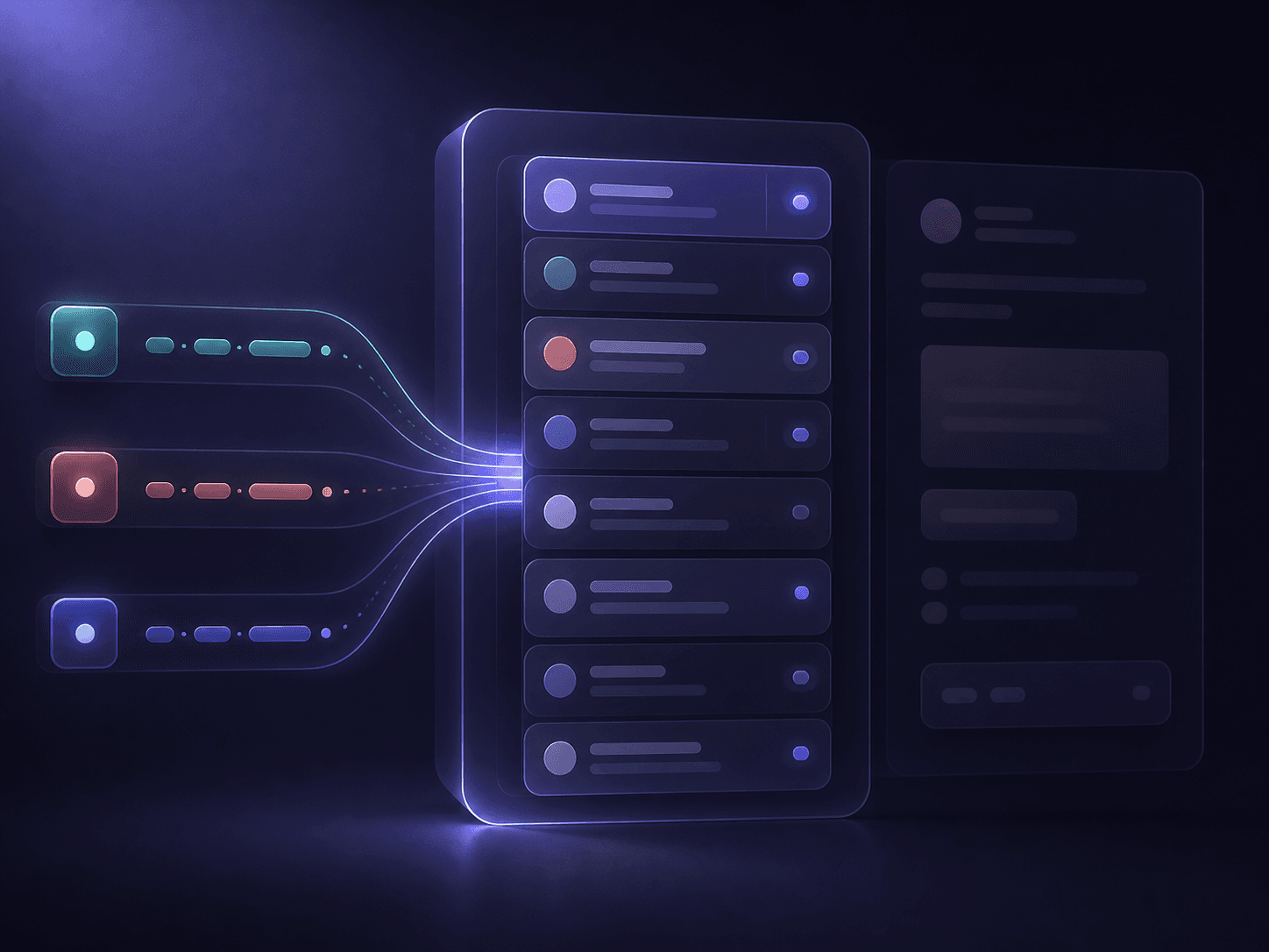 Illustration of conversations from multiple channels organized in a single screen